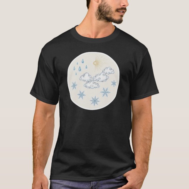 Camiseta Iconos climáticos caprichosos: sol, nubes, lluvia  (Anverso)