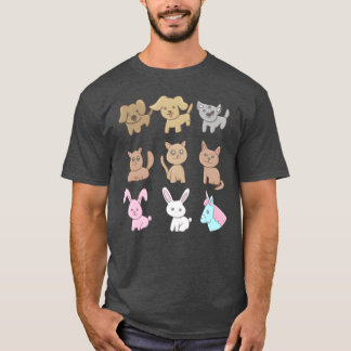 Camiseta Iconos de animales Perros Gatos adorables Amor por