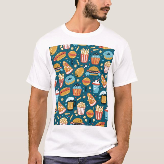 Camiseta Iconos de comida rápida: Doodles antiguos (Anverso)