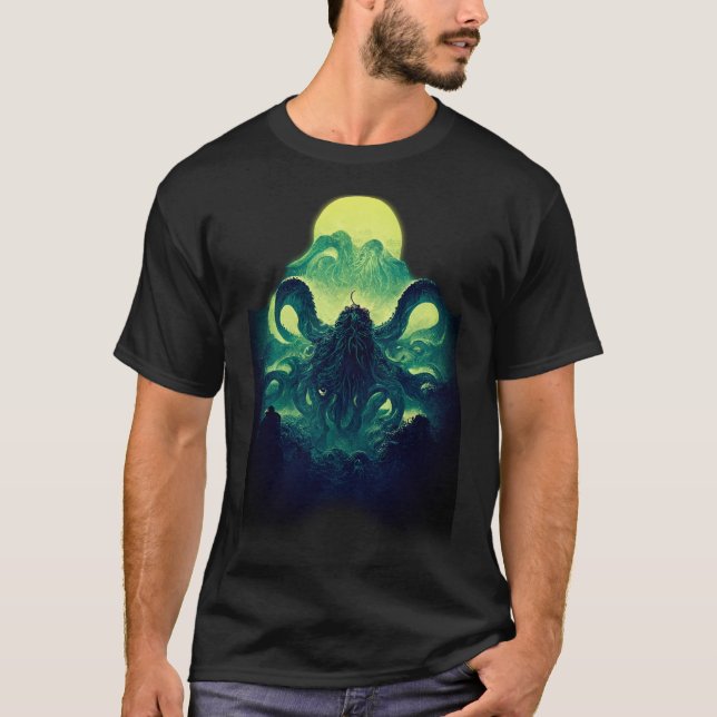 Camiseta Iconos de horror - Cthulhu Rising (Anverso)