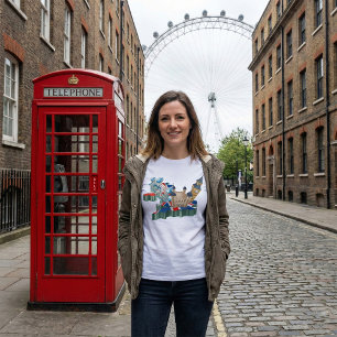 Camiseta Iconos de Londres Mapa del Reino Unido Viajes Brit