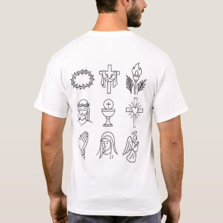 Camiseta Iconos de Semana Santa: Jesús, María, Cruz y Oraci
