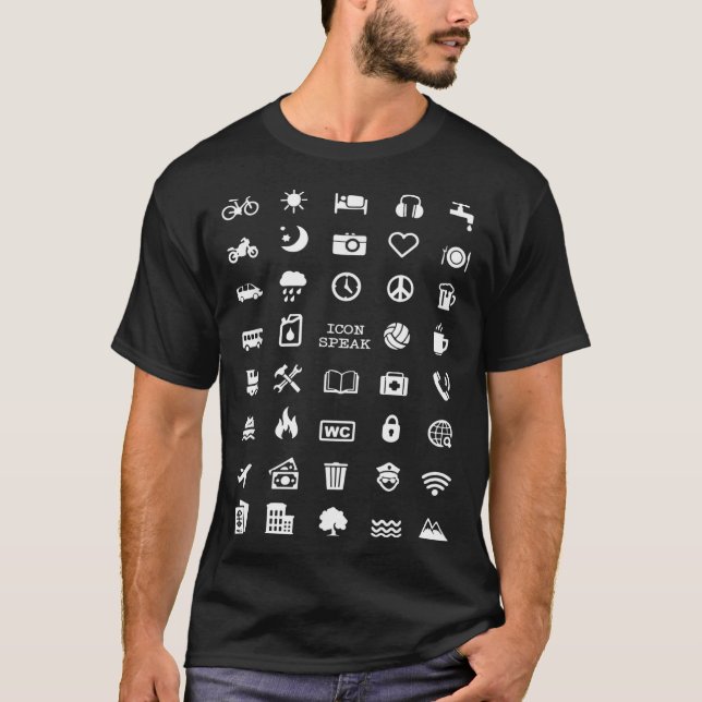 Camiseta Iconos de viaje Símbolos de viaje sin palabras Via (Anverso)