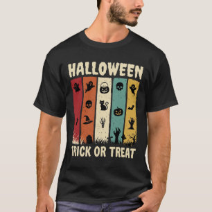 Camiseta Iconos espeluznantes de Halloween retro de truco o