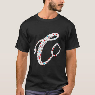 Camiseta Iconos Médicos Estetioscopio Médico Letra C In