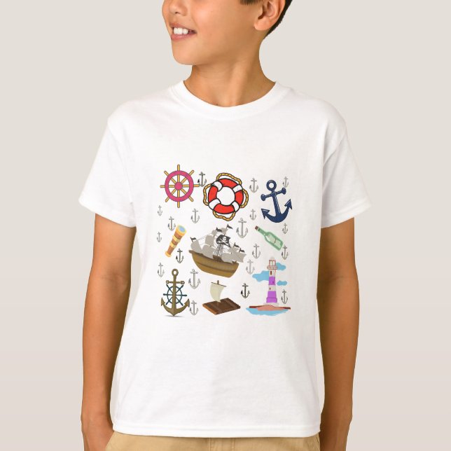 Camiseta Iconos oceánicos divertidos para los niños - Mar d (Anverso)