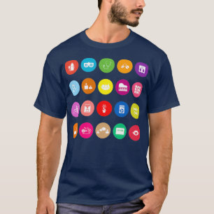 Camiseta Iconos planos de bienestar en fondo blanco Yoga ve