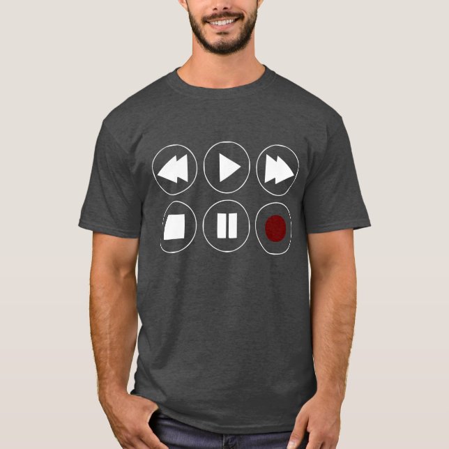 Camiseta Iconos tecnológicos rápidos de rebobinado blanco (Anverso)