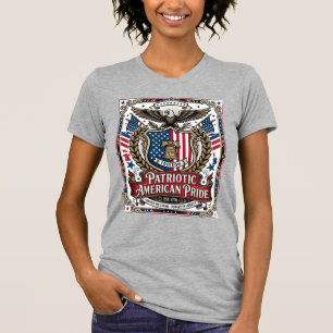 Camiseta Iconos y Símbolos de Escudo de Libertad Patriótica