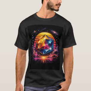Camiseta Icosaedro Retro Futurista Cósmico