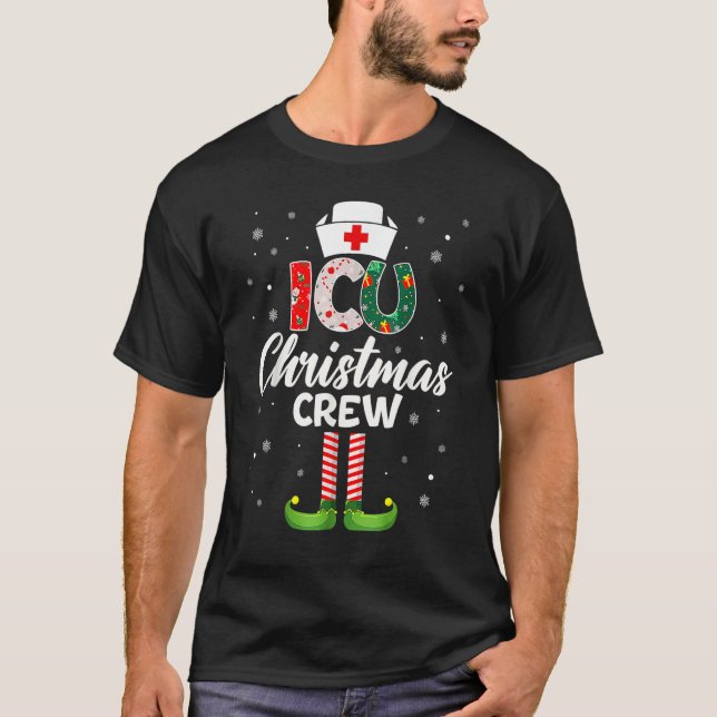 Camiseta ICU Christmas Nurse Crew Family Group Nursing Xmas (Anverso)