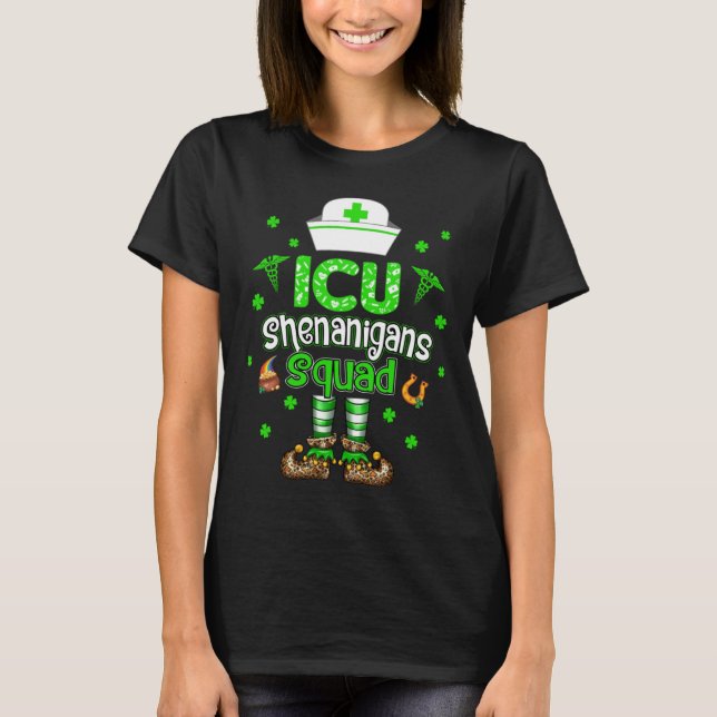 Camiseta ICU Shenanigans Squad Family Group Nurse St Patric (Anverso)