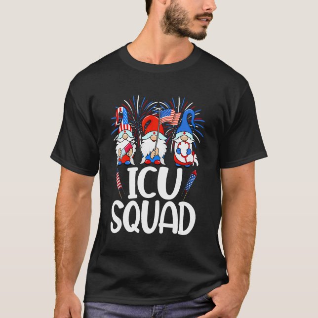 Camiseta ICU Squad Gnomes Nurse 4th Of July Stethoscope Pat (Anverso)
