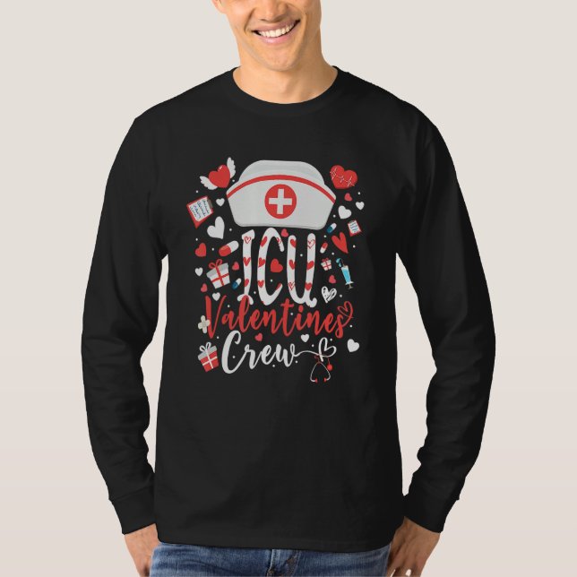Camiseta ICU Valentines Nurse Crew Family Group Nursing Lov (Anverso)