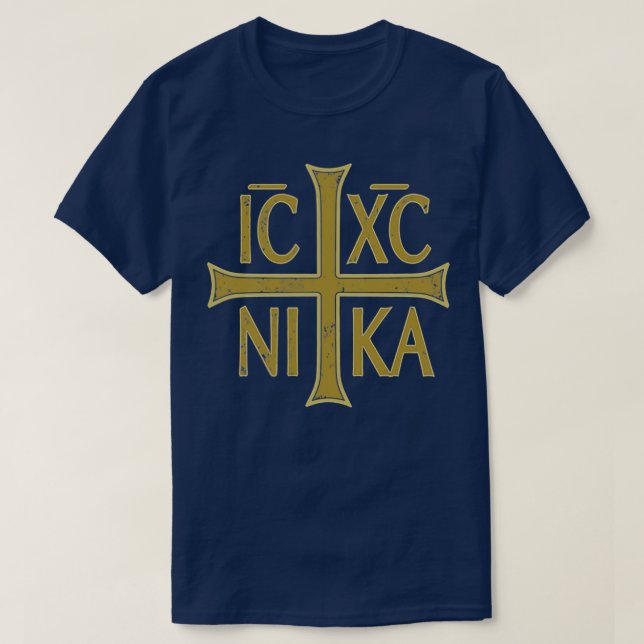 Camiseta ICXC NIKA Christogram Cross Ortodoxo Christian Dis (Diseño del anverso)