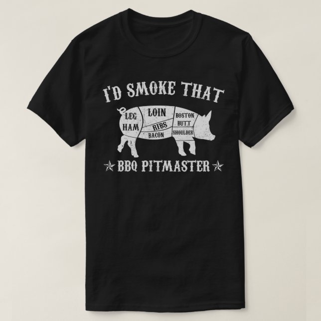 Camiseta Id Fumar Ese Cerdo Pitmaster Funny BBQ Fumar Gif (Diseño del anverso)
