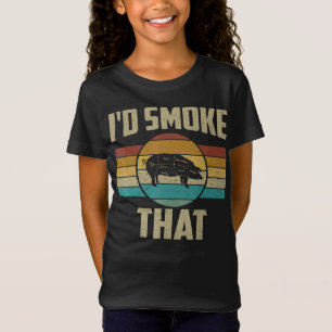 Camiseta Id Fumar Ese Gracioso Retro BBQ Pig Meat Grill Reg