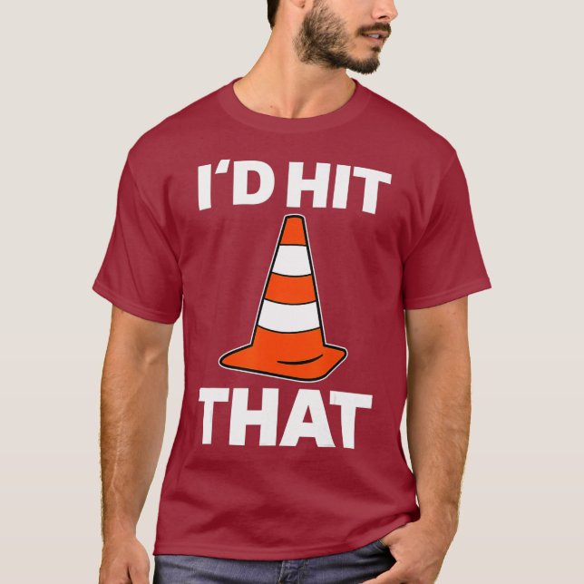 Camiseta ID Golpeó Eso - Funny Autocross Design with Cone (Anverso)