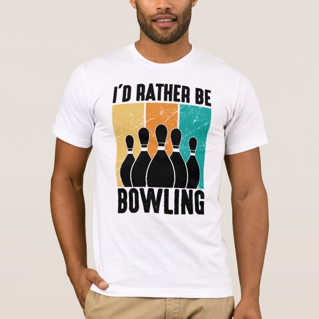 Camiseta "I'd Rather Be Bowling" Retro Sunset (Anverso)