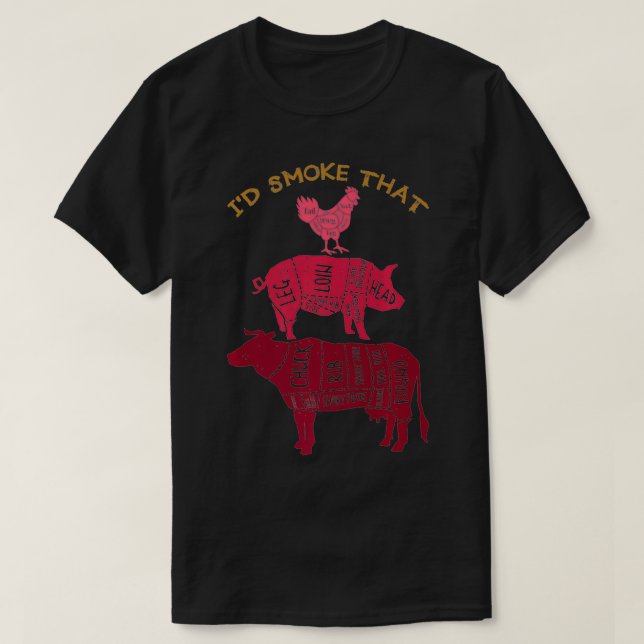 Camiseta Id Smoke That Barbecue Premium  (Diseño del anverso)