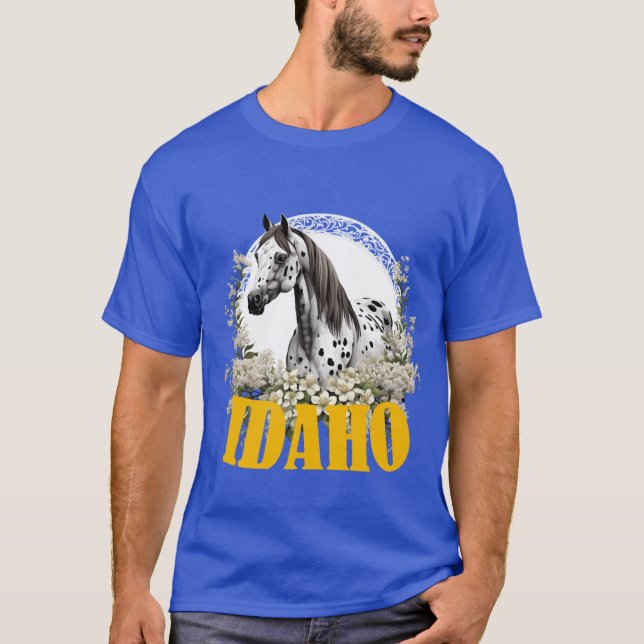 Camiseta Idaho Appaloosa With Border Of Syringa Flowers (Anverso)