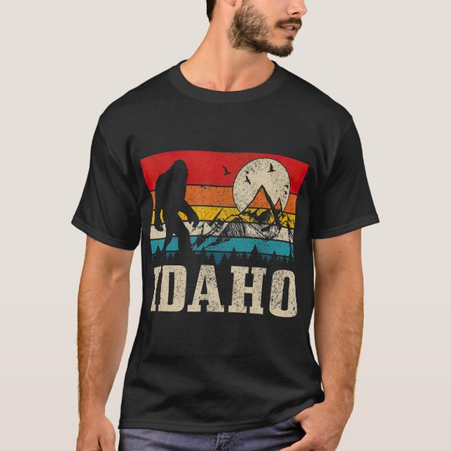 Camiseta Idaho Bigfoot Vintage Mountains Hiking Camping Hun (Anverso)
