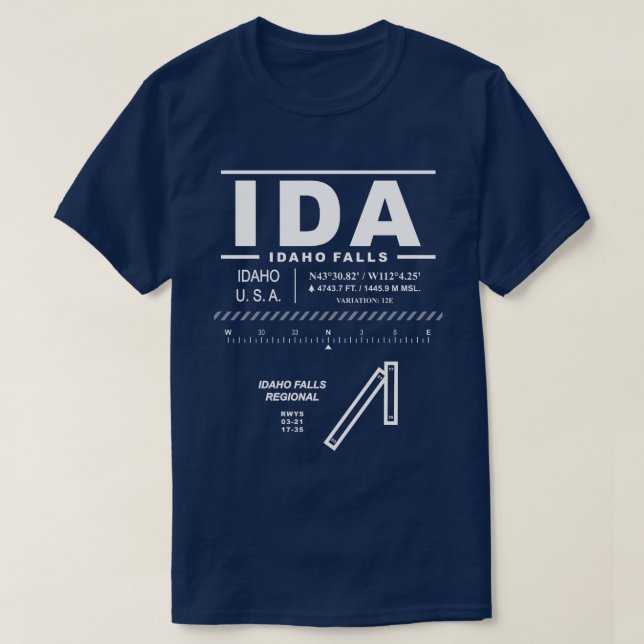Camiseta Idaho Falls Regional Airport IDA (Diseño del anverso)