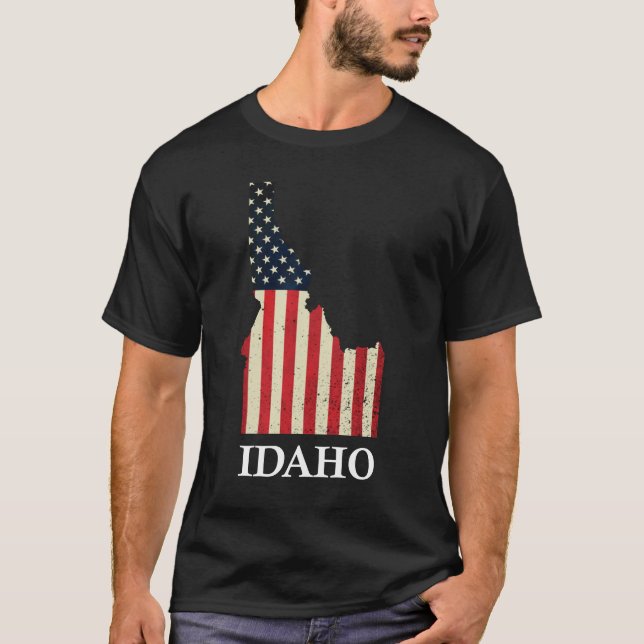 Camiseta Idaho Mapa Bandera Estatal Estadounidense 4 De Jul (Anverso)