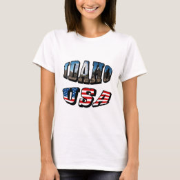 Camiseta Idaho Picture State and Flag USA Textos