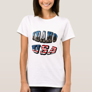 Camiseta Idaho Picture State and Flag USA Textos