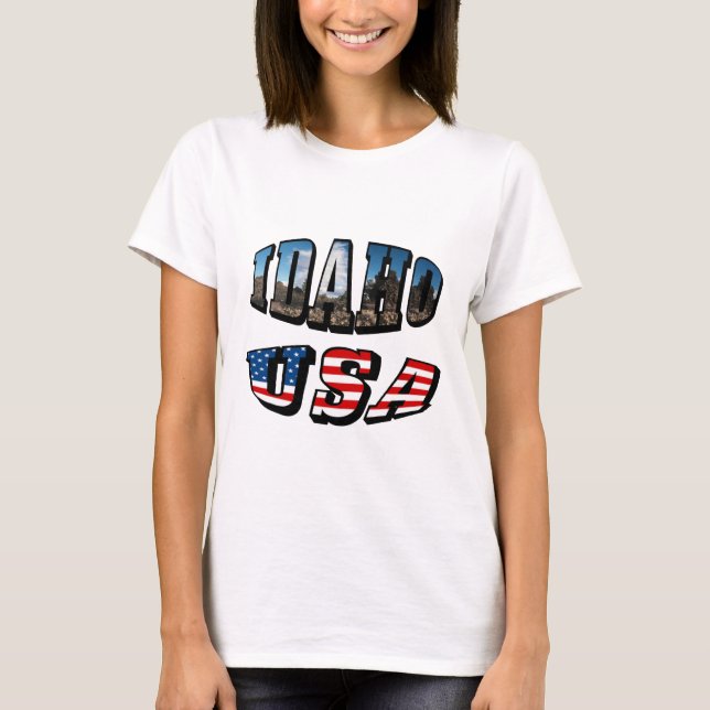 Camiseta Idaho Picture State and Flag USA Textos (Anverso)