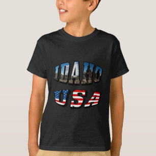 Camiseta Idaho Picture State and Flag USA Textos