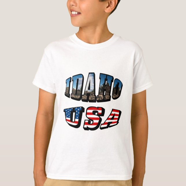 Camiseta Idaho Picture State and Flag USA Textos (Anverso)