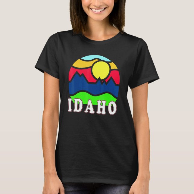 Camiseta Idaho Retro Mountain Sunset Outdoor Vanlife Explor (Anverso)