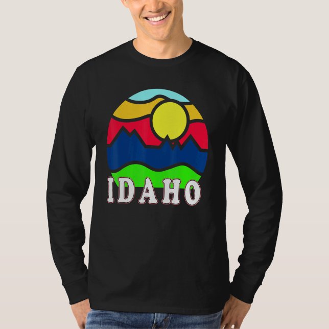 Camiseta Idaho Retro Mountain Sunset Outdoor Vanlife Explor (Anverso)