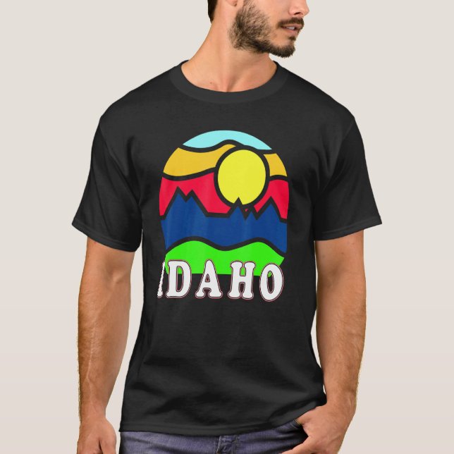 Camiseta Idaho Retro Mountain Sunset Outdoor Vanlife Explor (Anverso)