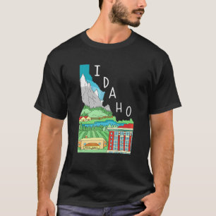 Camiseta Idaho State Map Landscape State Of Idaho Mountains