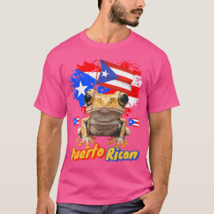 Camiseta Idea de Bandera Puertorriqueña Para Con Rana Coqu