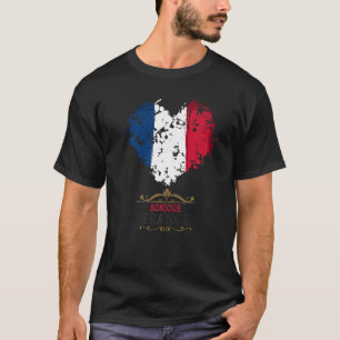 Camiseta Idea de Corazón de Bandera Francesa Para Niños Y B