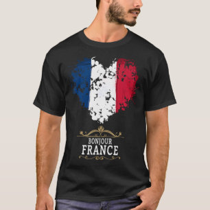 Camiseta Idea de Corazón de Bandera Francesa Para Niños Y B