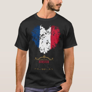 Camiseta Idea de Corazón de Bandera Francesa Para Niños Y B