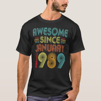 Camiseta Idea de cumpleaños 34 desde enero de 1989 34 Y