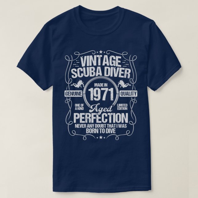 Camiseta Idea de cumpleaños para buceo Scuba 1971 Buceador  (Diseño del anverso)