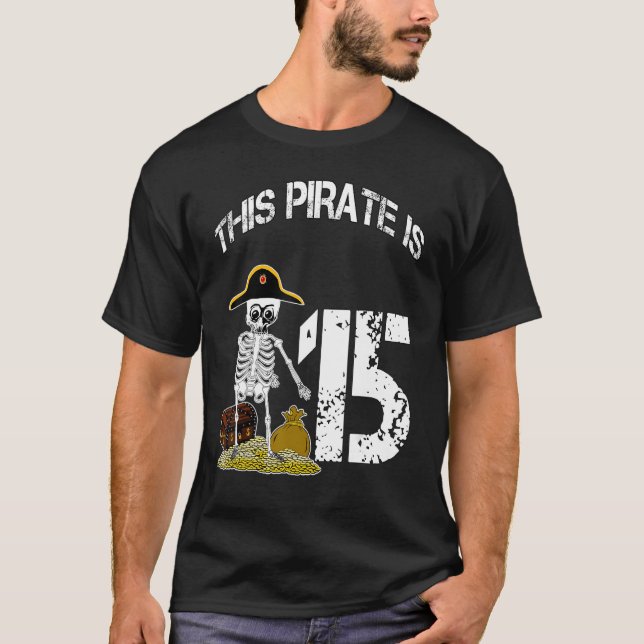 Camiseta Idea de cumpleaños para los niños esqueleto pirata (Anverso)