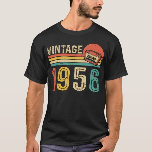 Camiseta Idea de cumpleaños retro de 1956 cinta de casete d (Anverso)