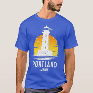 Camiseta Idea de diseño de faro de vintage Portland Maine R