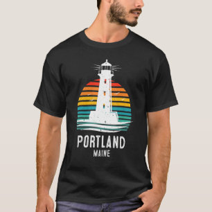 Camiseta Idea de faro de vintage Portland Maine Retro 1