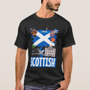 Camiseta Idea de la bandera escocesa para mujeres y vaca de