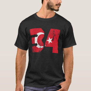 Camiseta Idea de la bandera turca del estampado del 34 de E