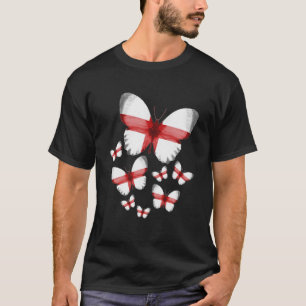 Camiseta Idea De Mariposa De Bandera Inglesa Para Mujeres Y